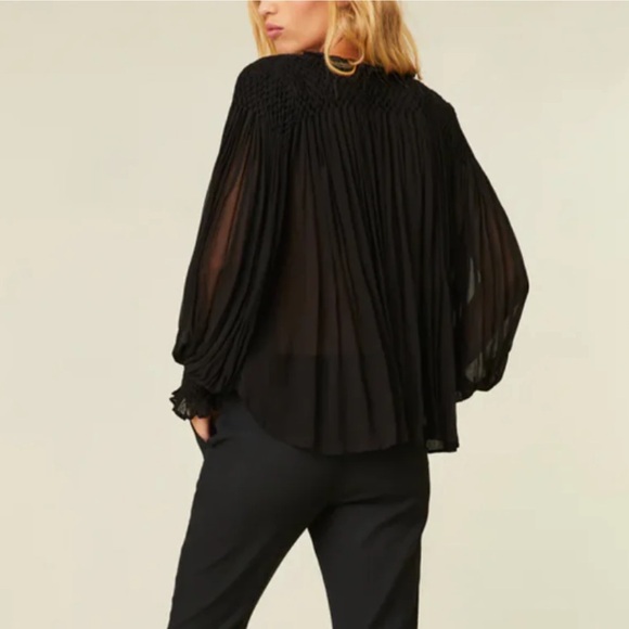 Love Shack Fancy Fernanda Blouse Black XS - Picture 3 of 7